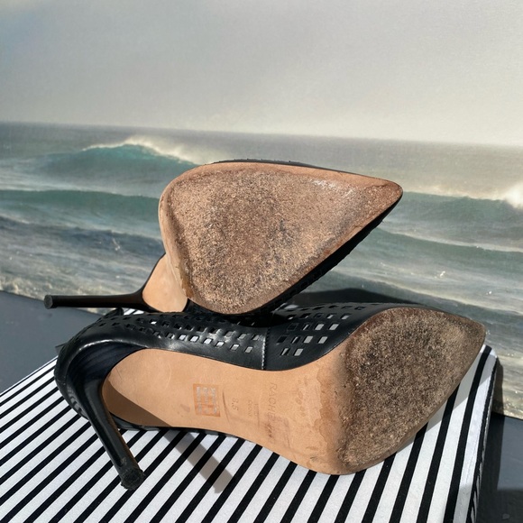 Rachel Zoe Callie Baby Calf Black Leather Heels - Picture 6 of 11